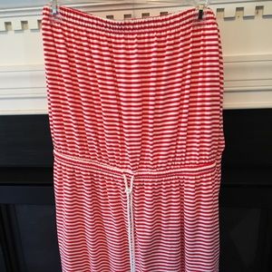 GAP Orange White Striped Strapless Dress XXL